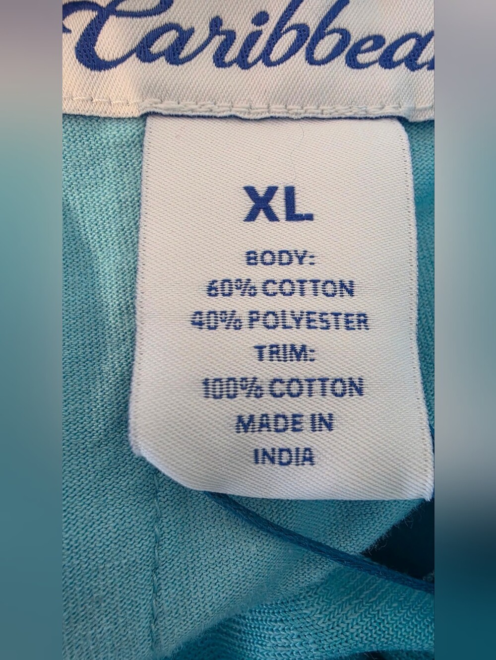 NWT Caribbean Men Terry Cloth 7" Inseam Shorts Aqua Depth Blue Tropical Sz XL - Picture 4 of 7